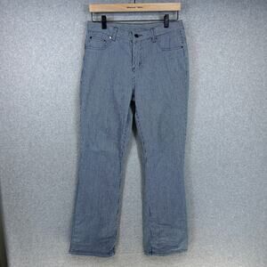 DG2 By Diane Gilman Jeans Womens Size 6P Blue White Hickory Striped Ramie Blend